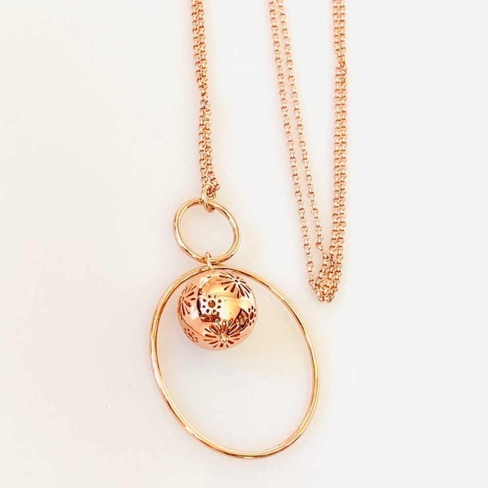 Necklace Rose Gold Plated with Hallow Ball 36”